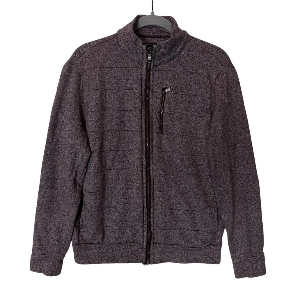 Banana Republic Jacket Mens Small Purple Knit Full Zip Bomber‎ Pockets Casual